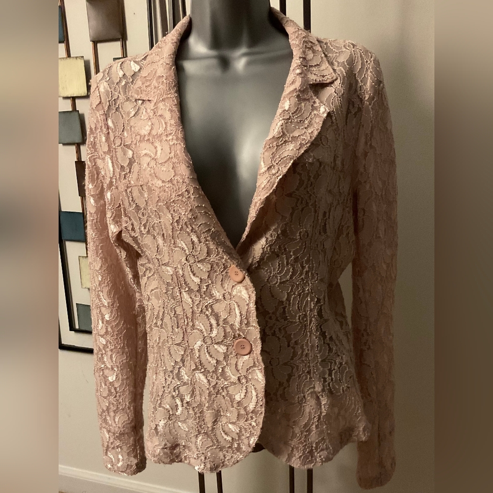Rinascimento Exquisite Lace Blazer In Soft Pink *Made In Italy *Sale